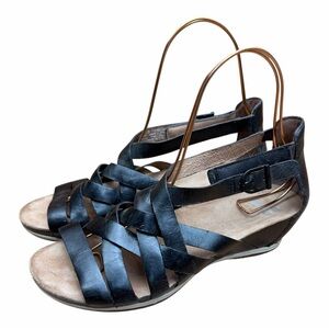 Dansko Vivian Women size 8.5-9 EU 39 Leather Gladiator Wedge Sandals Black Shoes